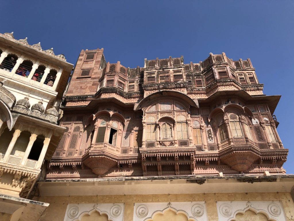 The palace exteriors at Mehrangarh are glorious