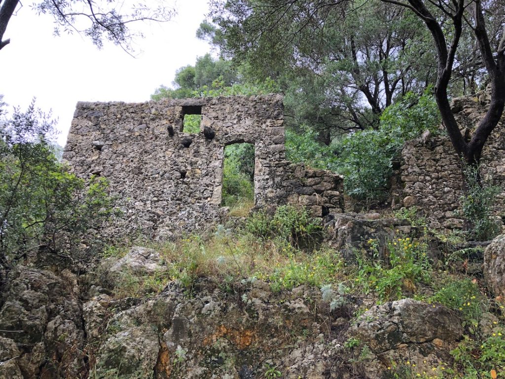The overgrown ruins of Parga's castle